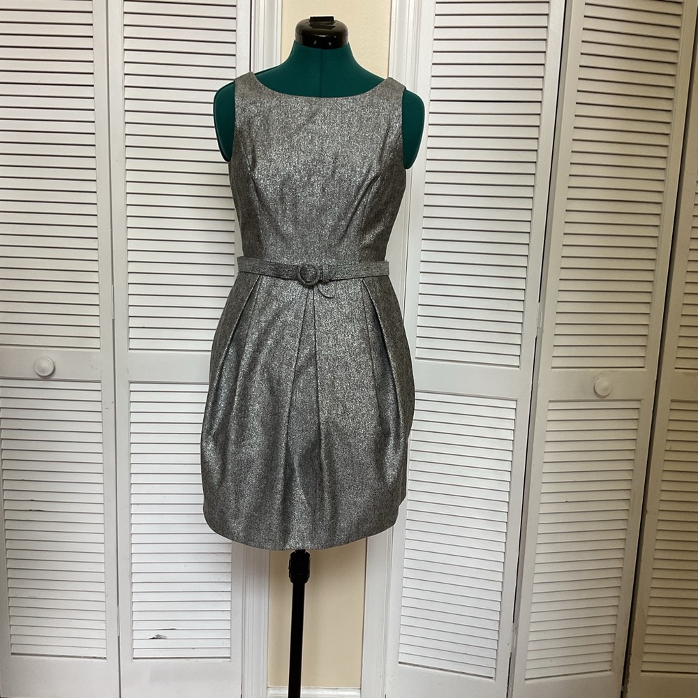 White House Black Market Metallic Silver Mini Dress